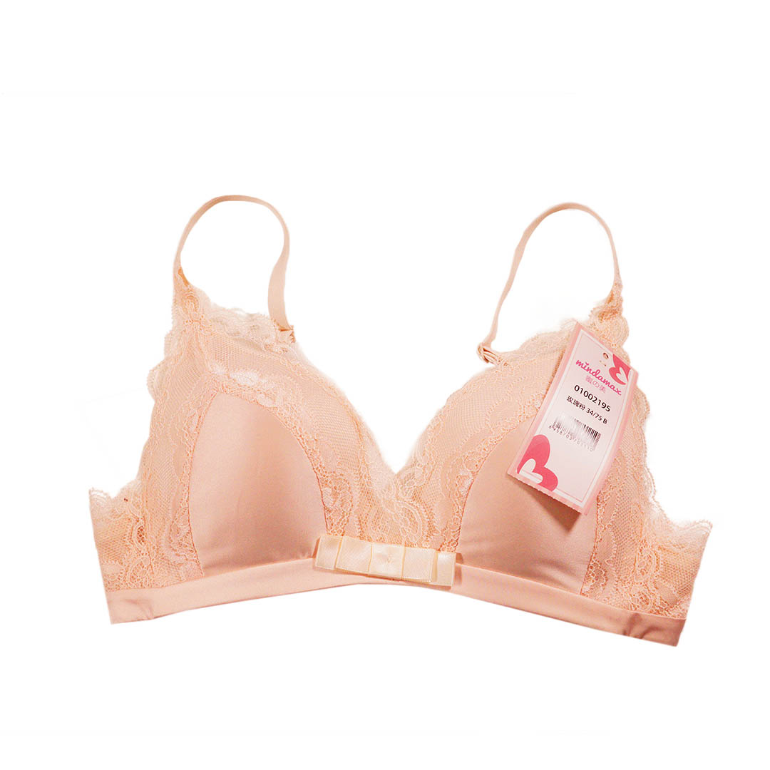 輕薄舒適單排釦無痕蕾絲中厚三角杯內衣