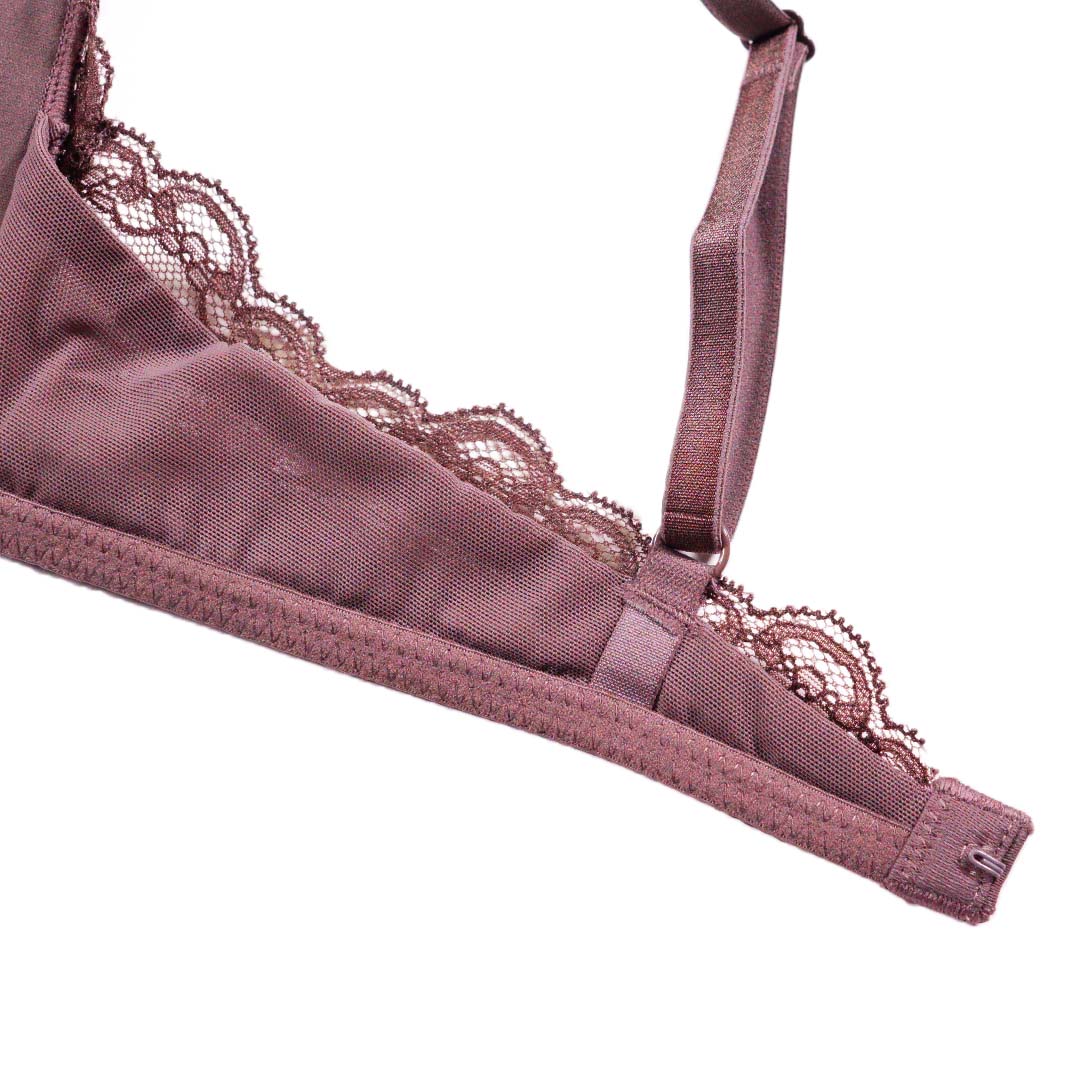 輕薄舒適單排釦無痕蕾絲中厚三角杯內衣