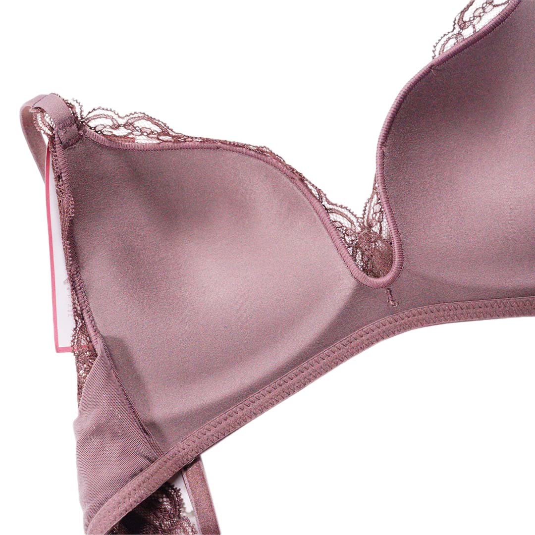 輕薄舒適單排釦無痕蕾絲中厚三角杯內衣