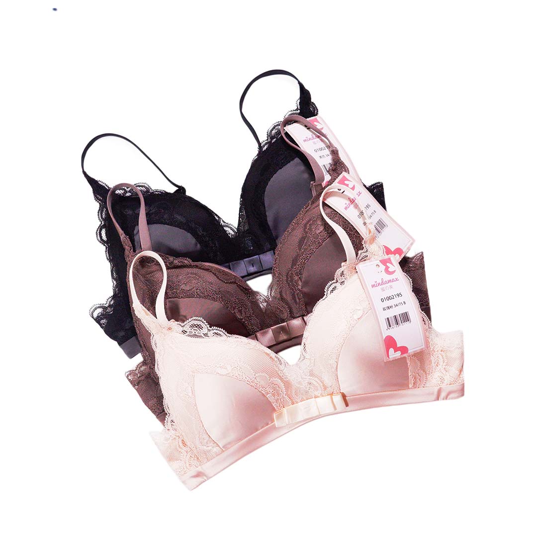 輕薄舒適單排釦無痕蕾絲中厚三角杯內衣