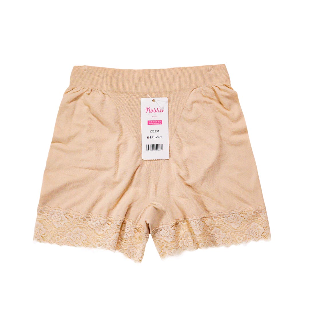 夏季莫代爾雙層襠部蕾絲花邊防走光打底褲