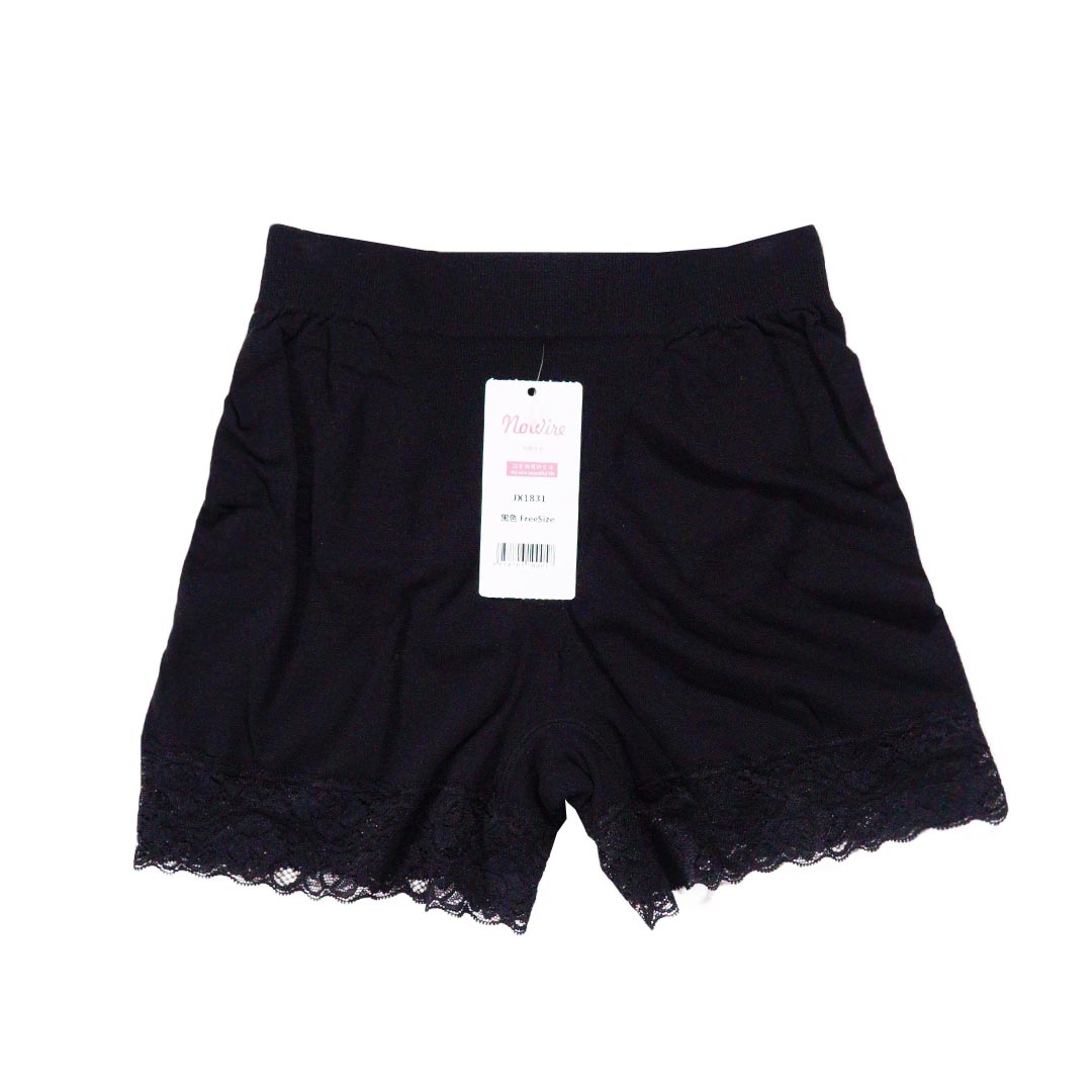 夏季莫代爾雙層襠部蕾絲花邊防走光打底褲