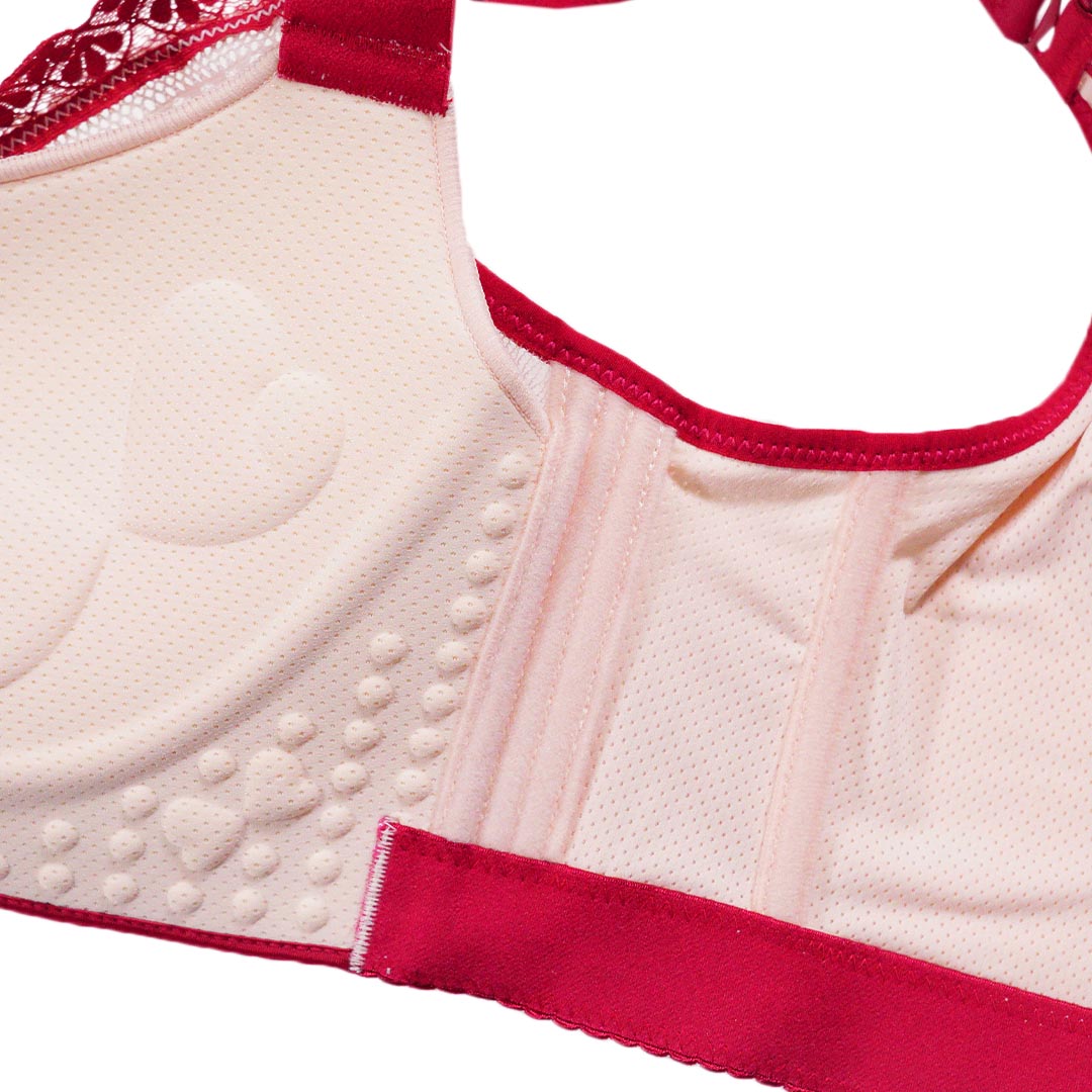 性感前扣蕾絲無鋼圈聚攏收副乳大胸顯小調整型內衣