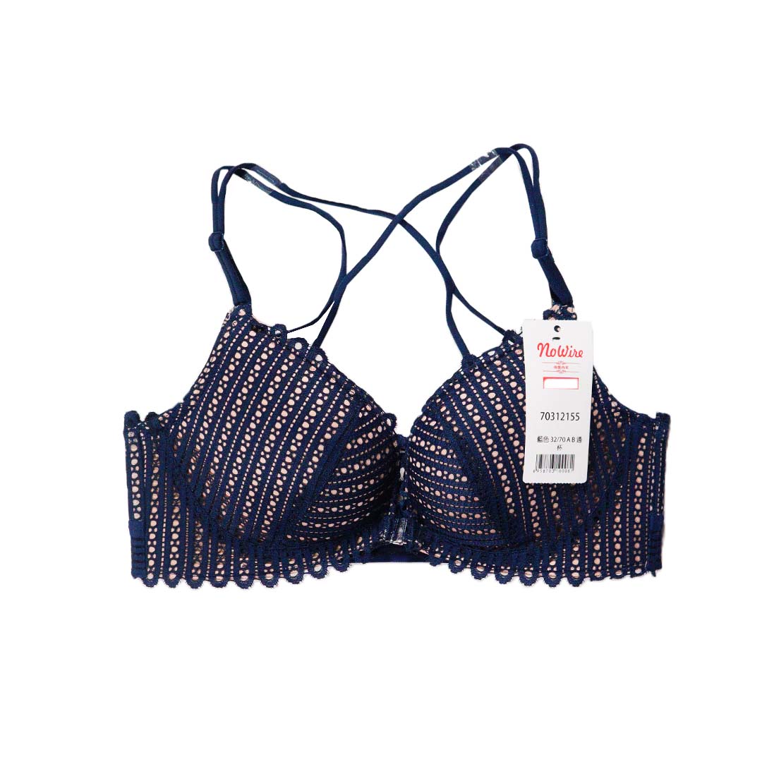 法式交叉美背無鋼圈性感前扣式內衣