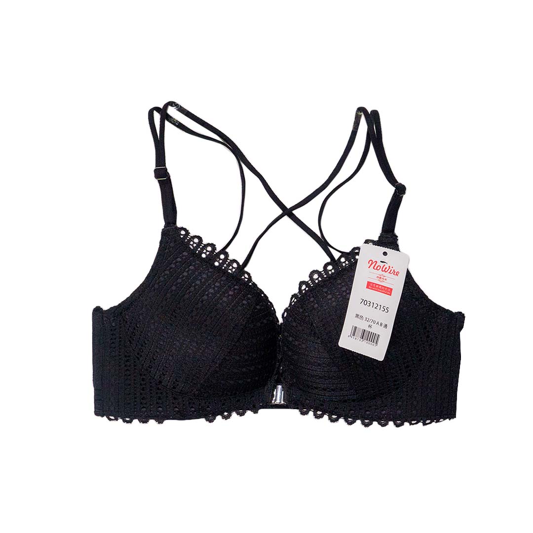 法式交叉美背無鋼圈性感前扣式內衣