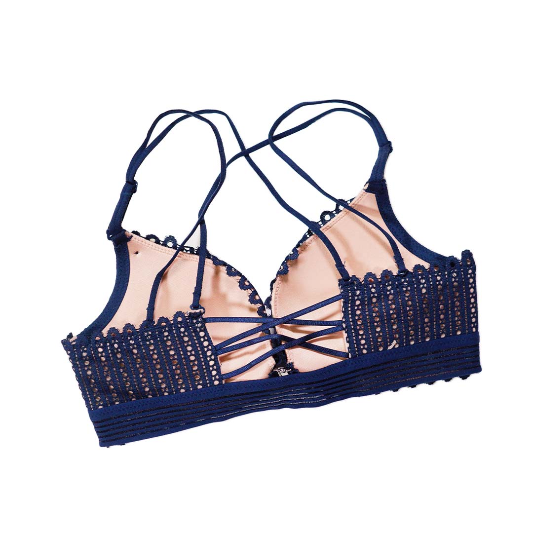 法式交叉美背無鋼圈性感前扣式內衣