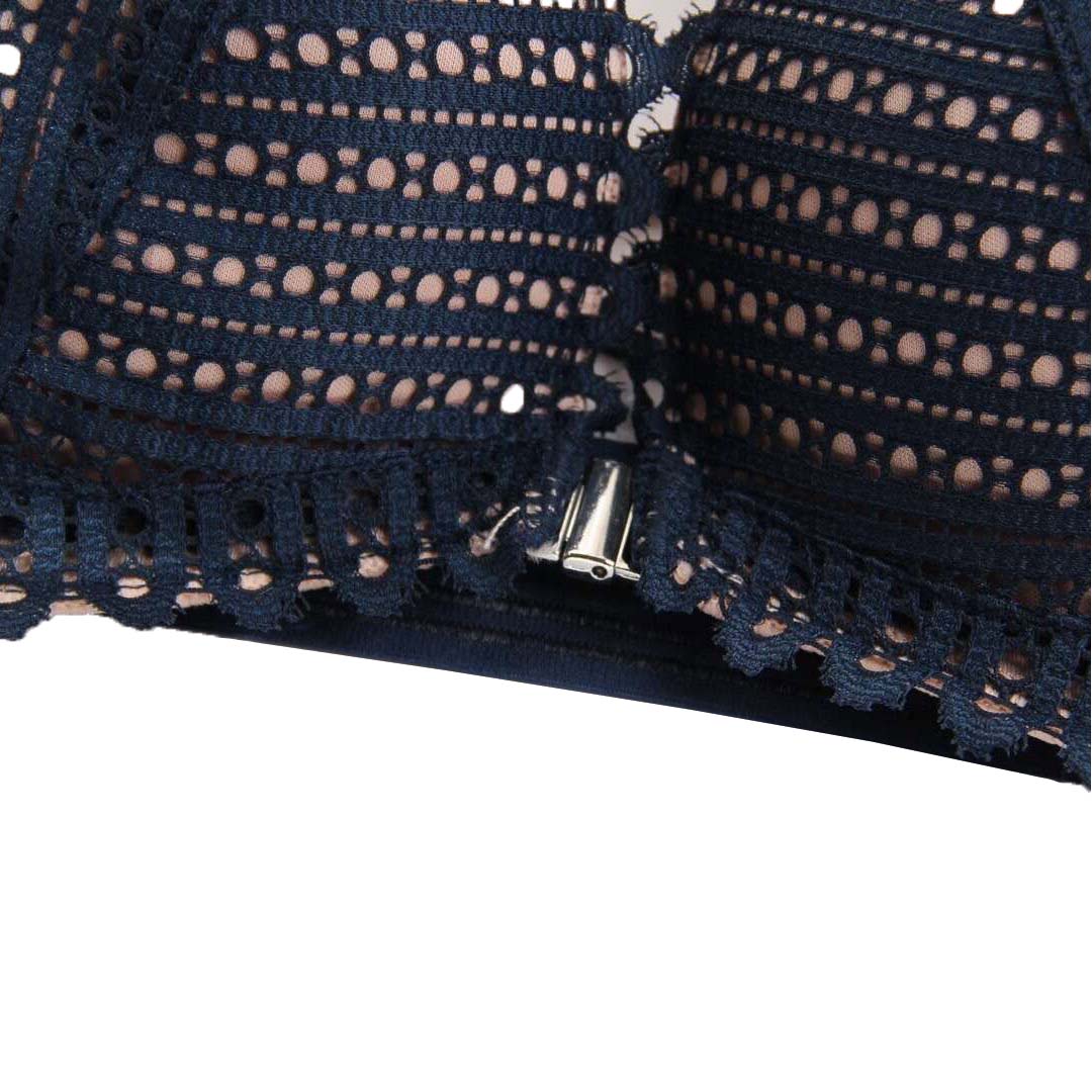 法式交叉美背無鋼圈性感前扣式內衣