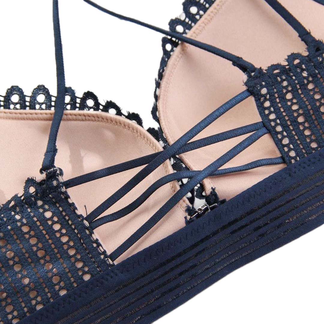 法式交叉美背無鋼圈性感前扣式內衣