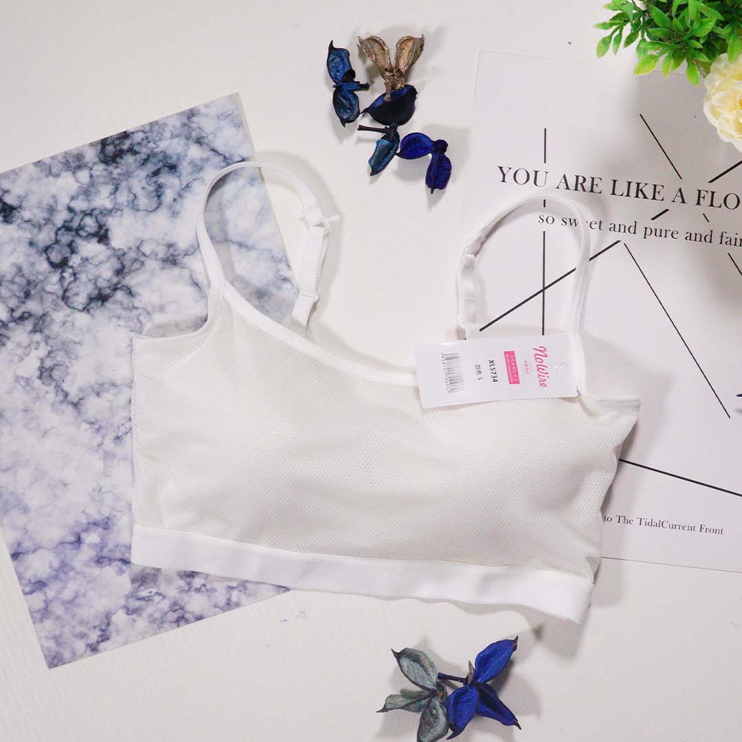 透氣網布抹胸一體式運動短吊帶無鋼圈帶胸墊內衣