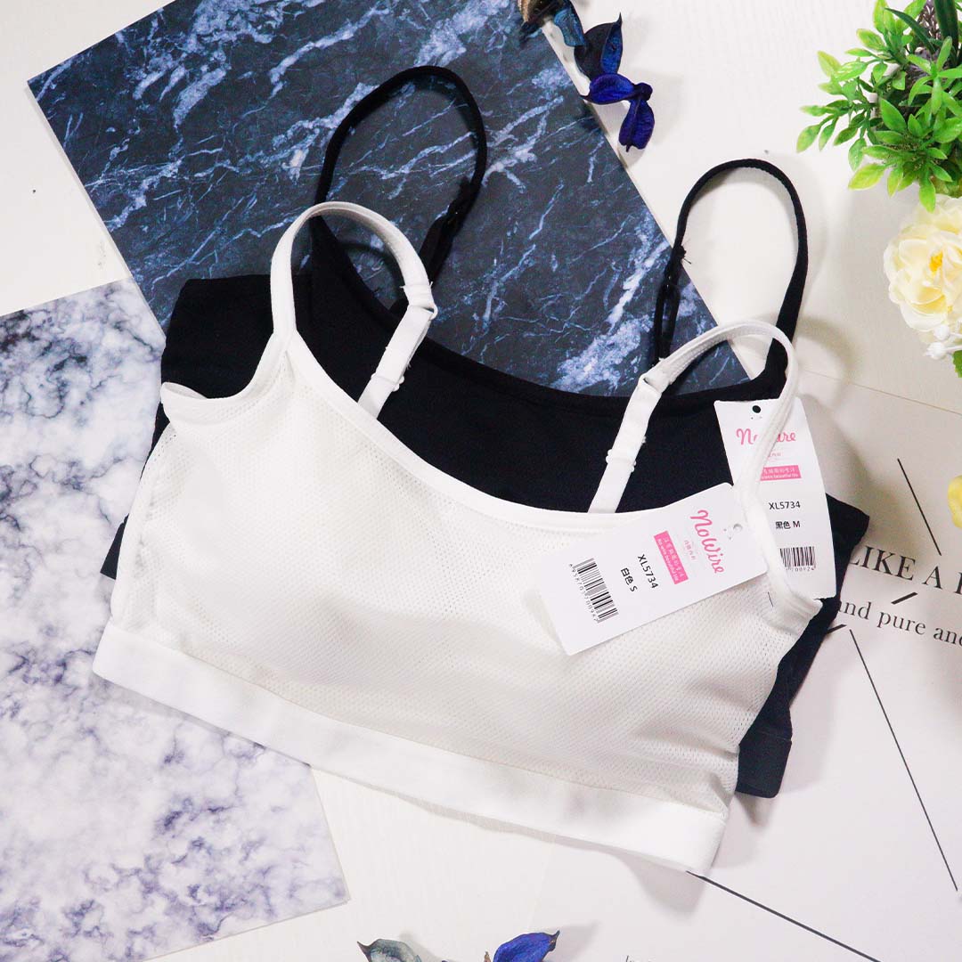 透氣網布抹胸一體式運動短吊帶無鋼圈帶胸墊內衣