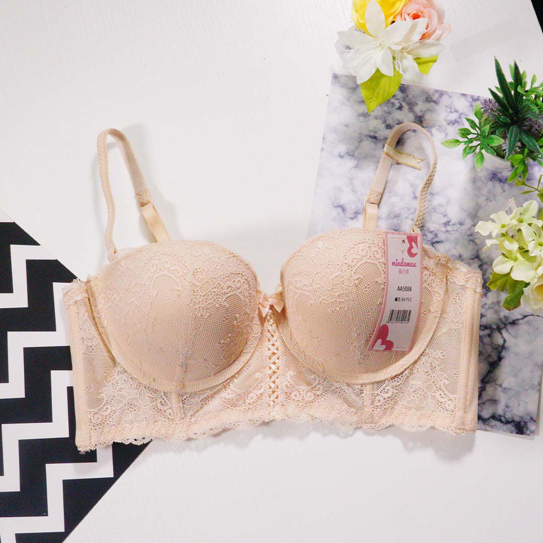 五排扣性感蕾絲鏤空聚攏舒適上薄下厚有鋼圈內衣