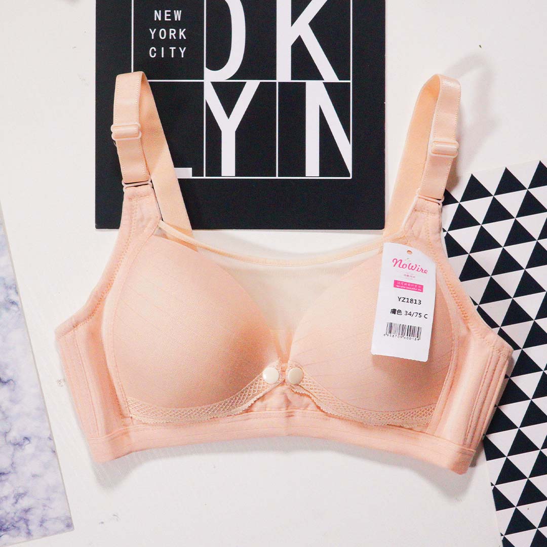 莫代爾哺乳内衣性感半透明前開扣無鋼圈孕婦內衣