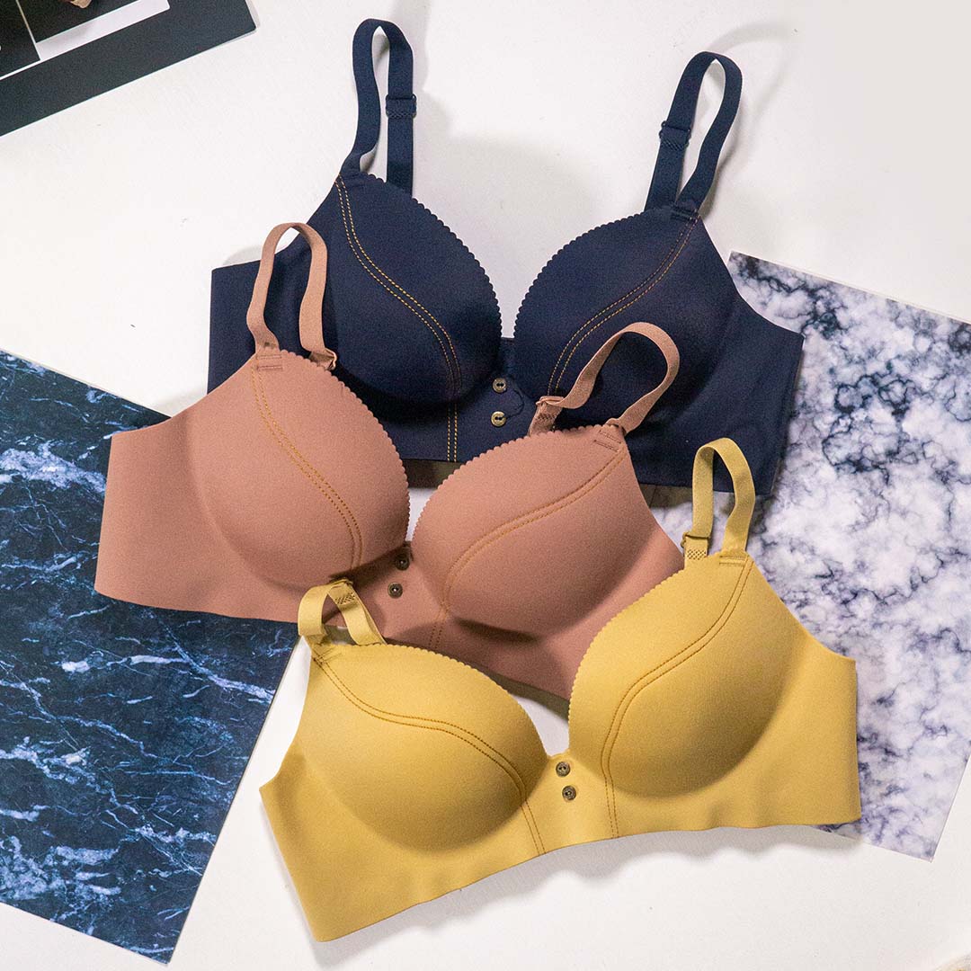 夏季日系紐扣性感嫵媚光面聚攏加厚內衣