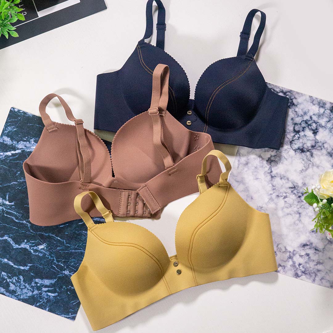 夏季日系紐扣性感嫵媚光面聚攏加厚內衣