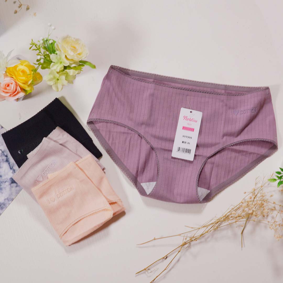 100%全棉抗菌無痕中腰提臀親膚透氣螺紋內褲