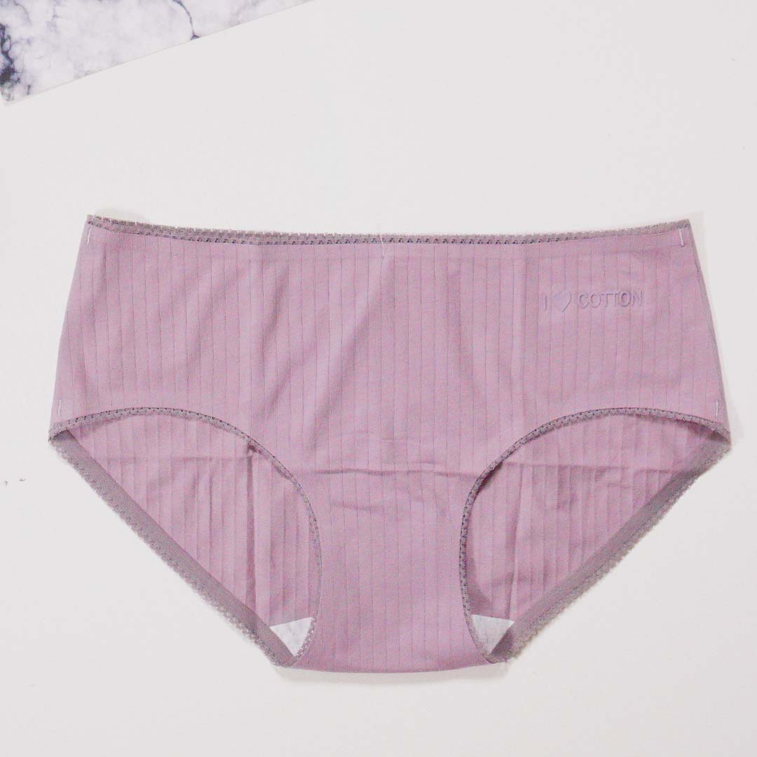 100%全棉抗菌無痕中腰提臀親膚透氣螺紋內褲