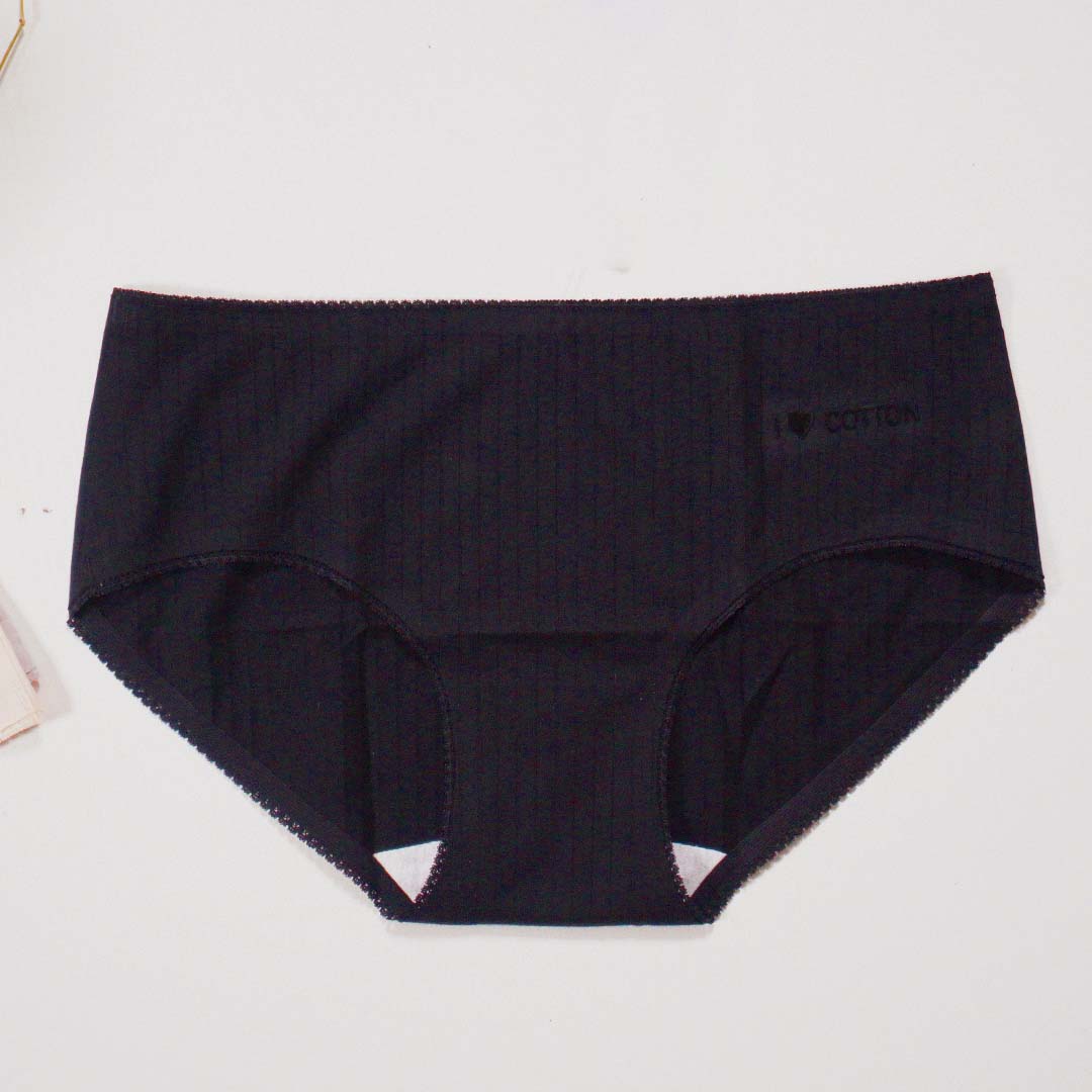 100%全棉抗菌無痕中腰提臀親膚透氣螺紋內褲