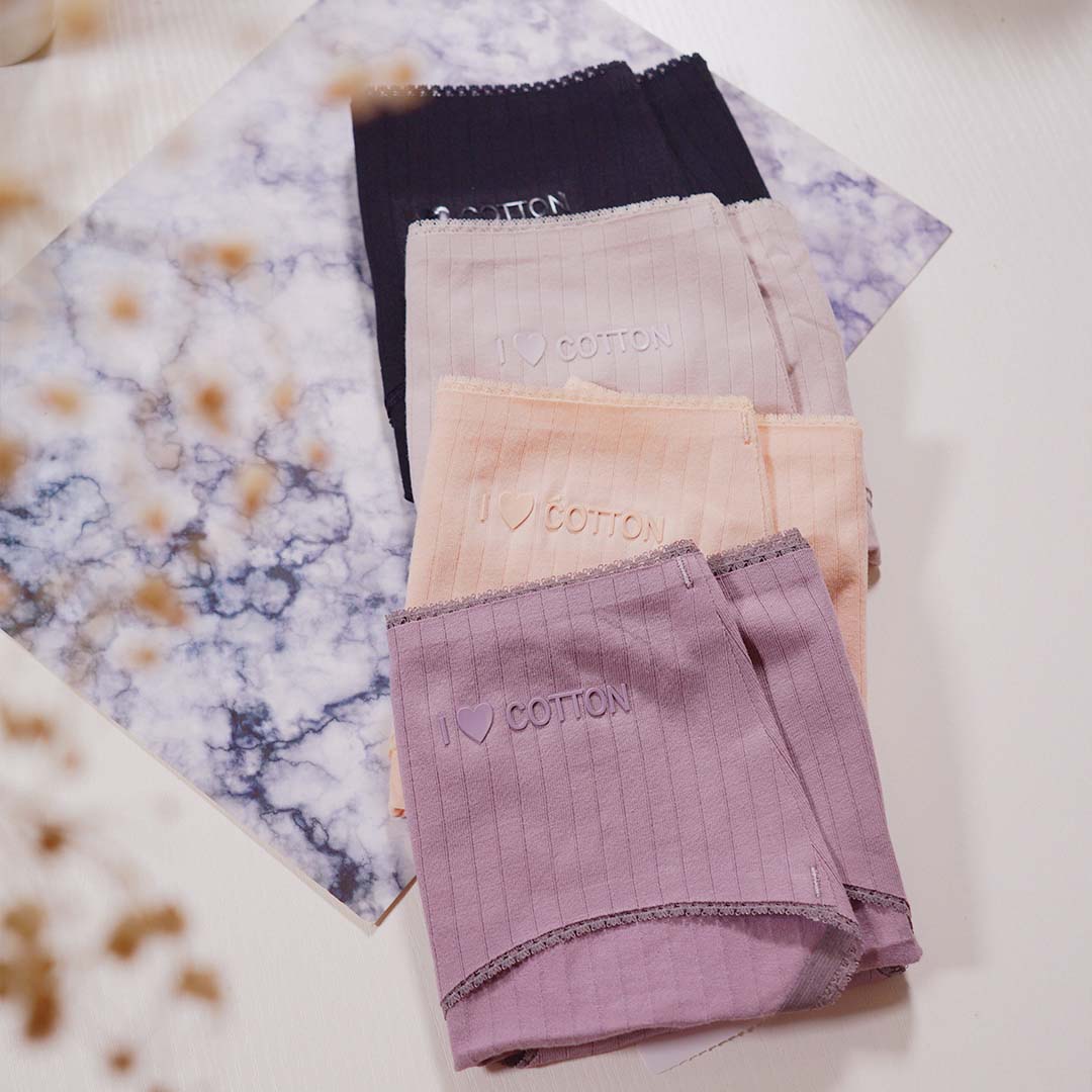 100%全棉抗菌無痕中腰提臀親膚透氣螺紋內褲