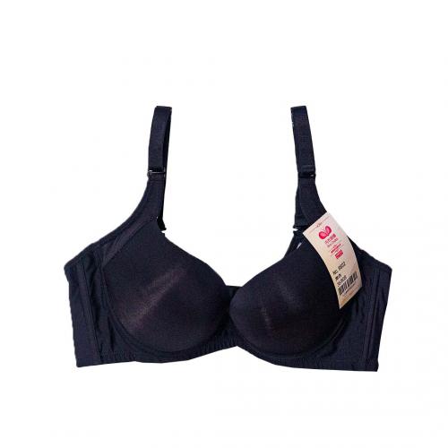 Plain-colored coffee-colored cotton T-shirt bra with moisture-wicking and sweat-absorbing properties, without any traces of stitching.