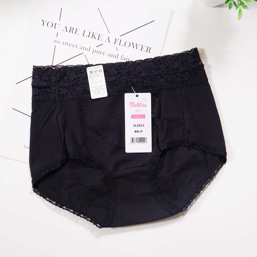蕾絲花邊純棉中間防漏生理褲