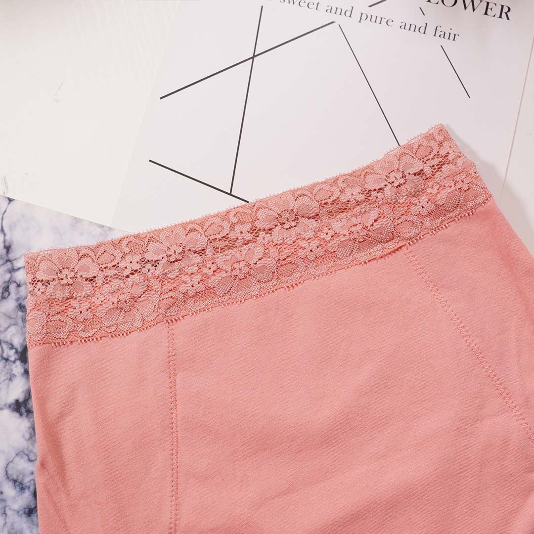 蕾絲花邊純棉中間防漏生理褲