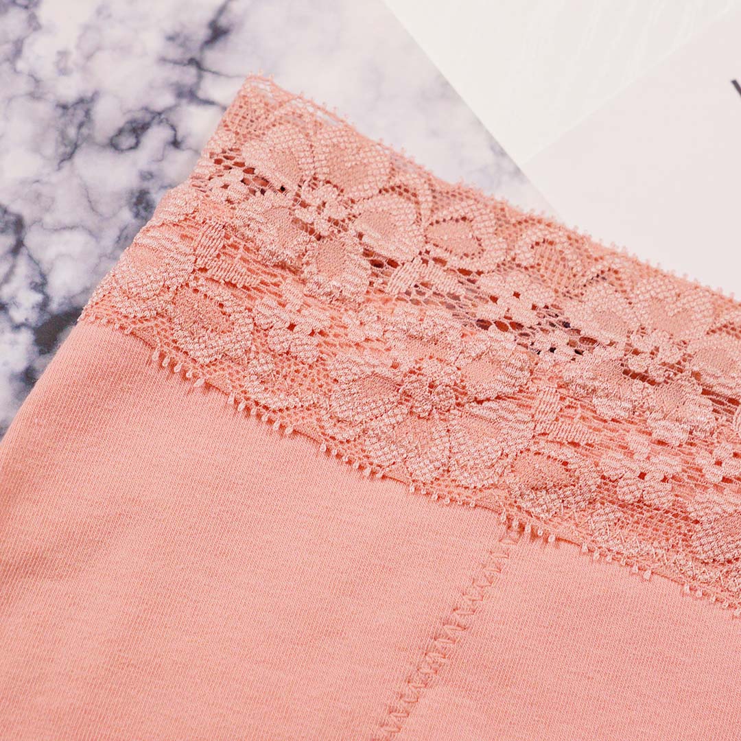 蕾絲花邊純棉中間防漏生理褲