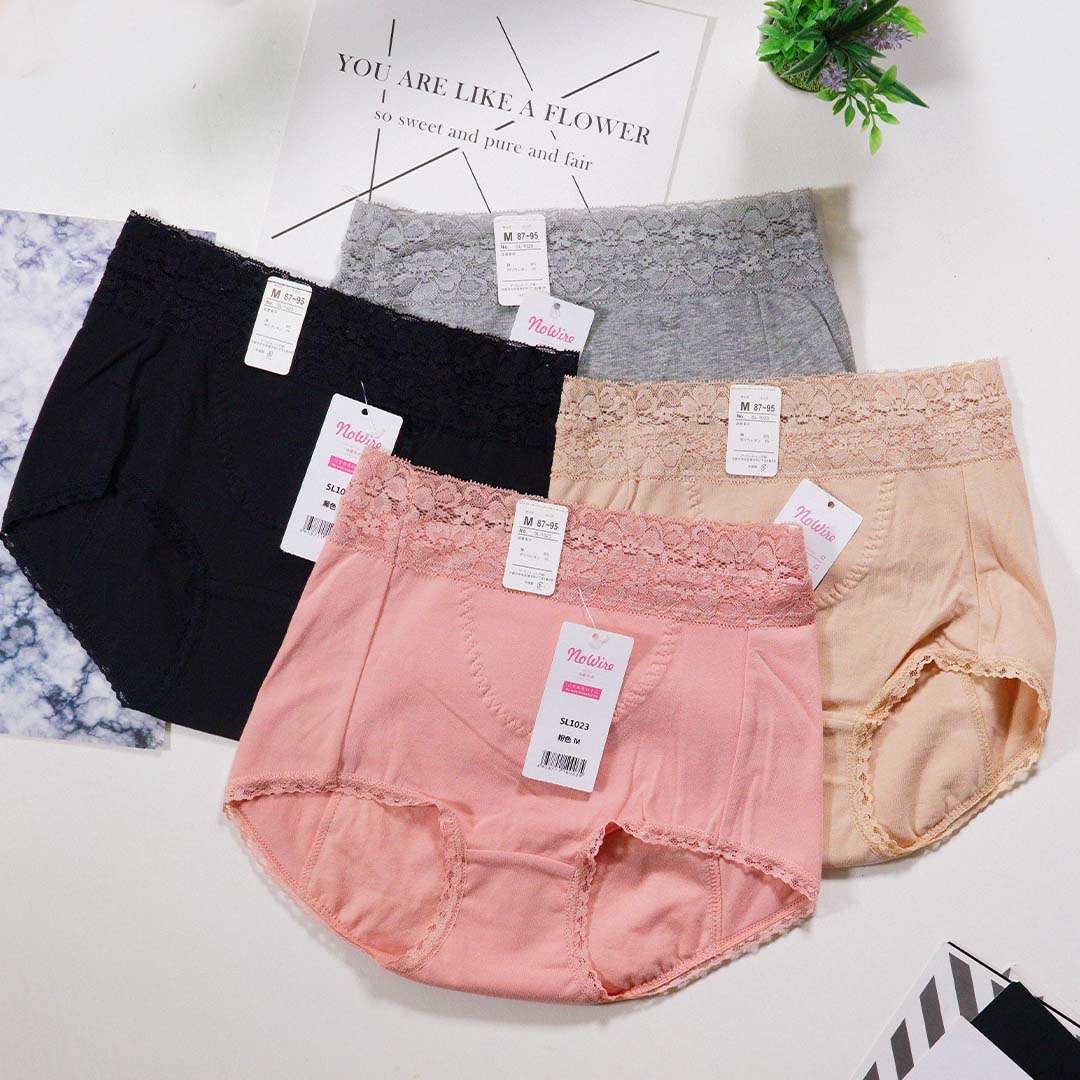 蕾絲花邊純棉中間防漏生理褲