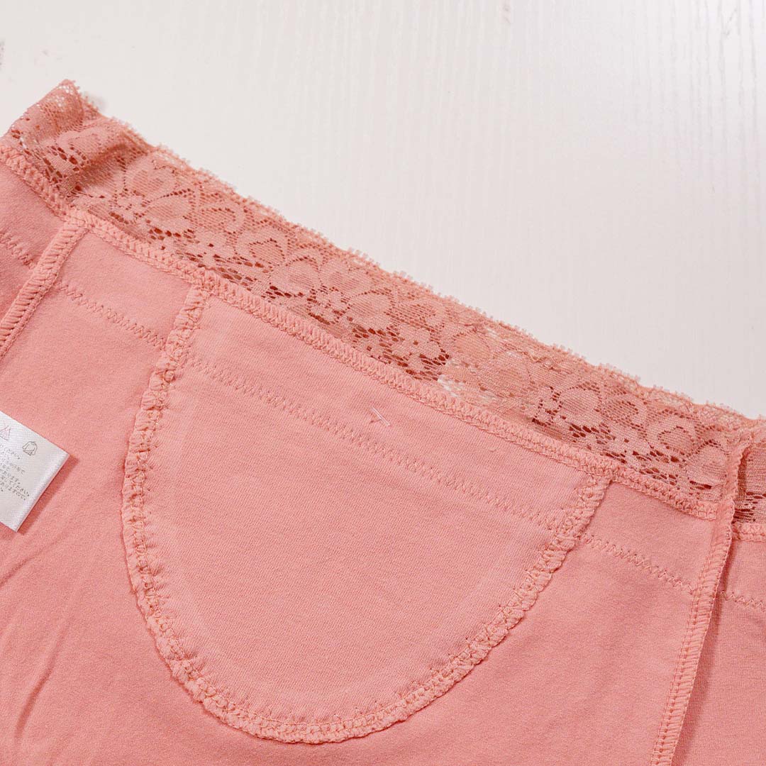 蕾絲花邊純棉中間防漏生理褲