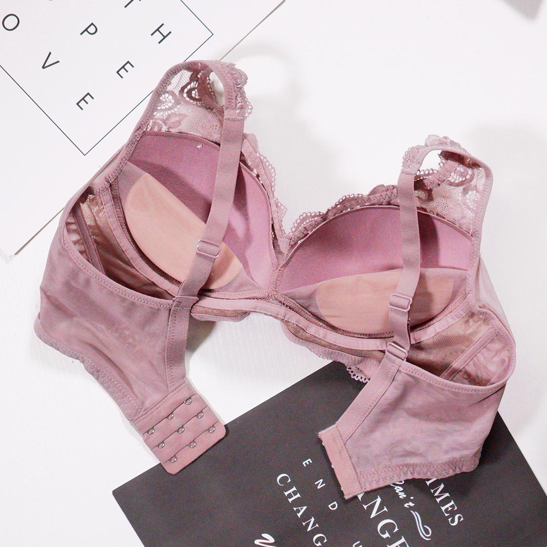 可拆卸海綿墊聚攏無痕無鋼圈蕾絲內衣(BR016)