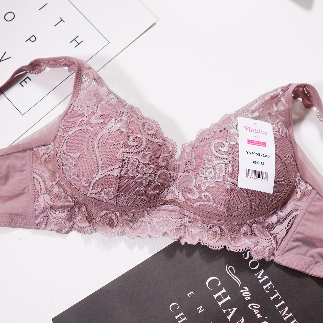 可拆卸海綿墊聚攏無痕無鋼圈蕾絲內衣(BR016)