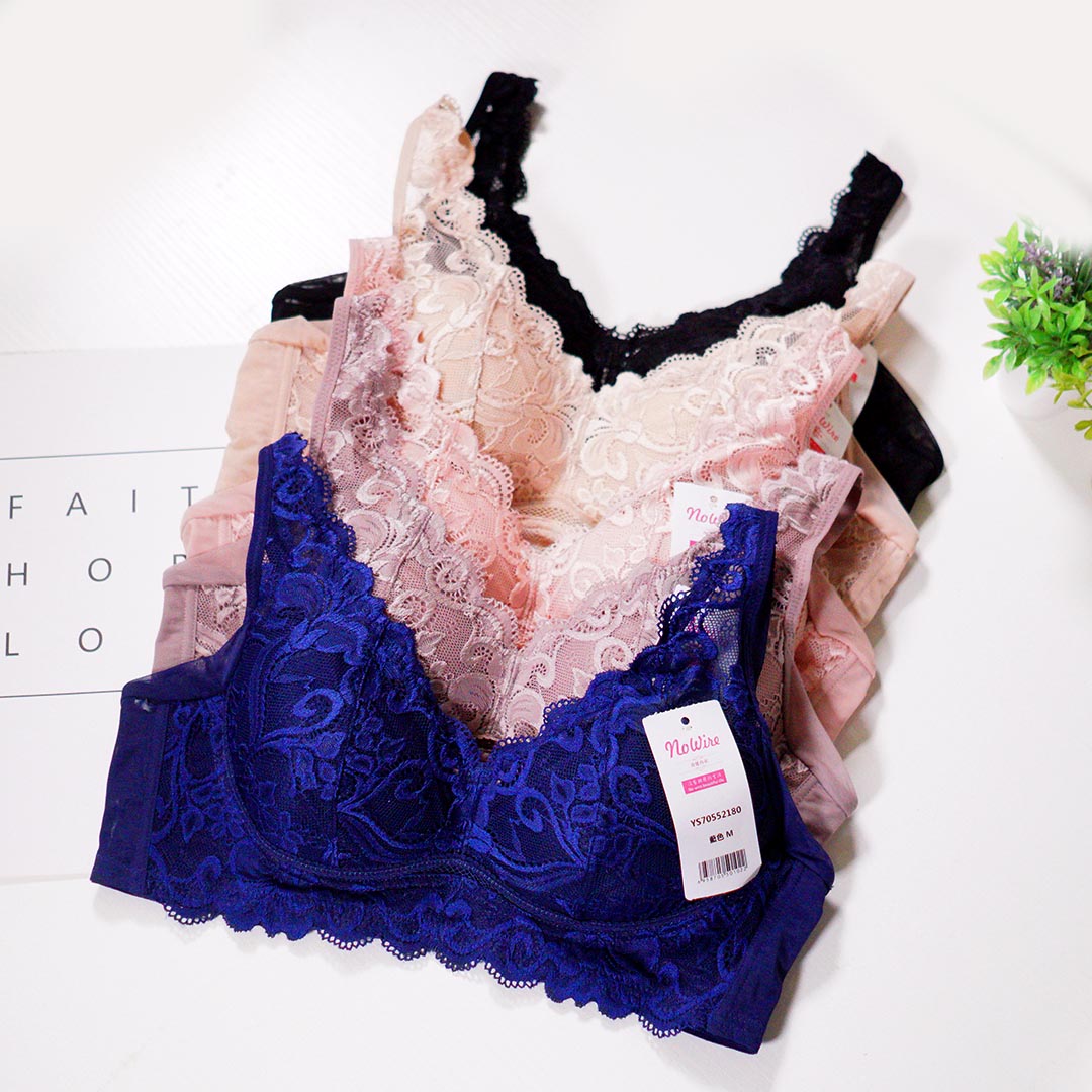 可拆卸海綿墊聚攏無痕無鋼圈蕾絲內衣(BR016)