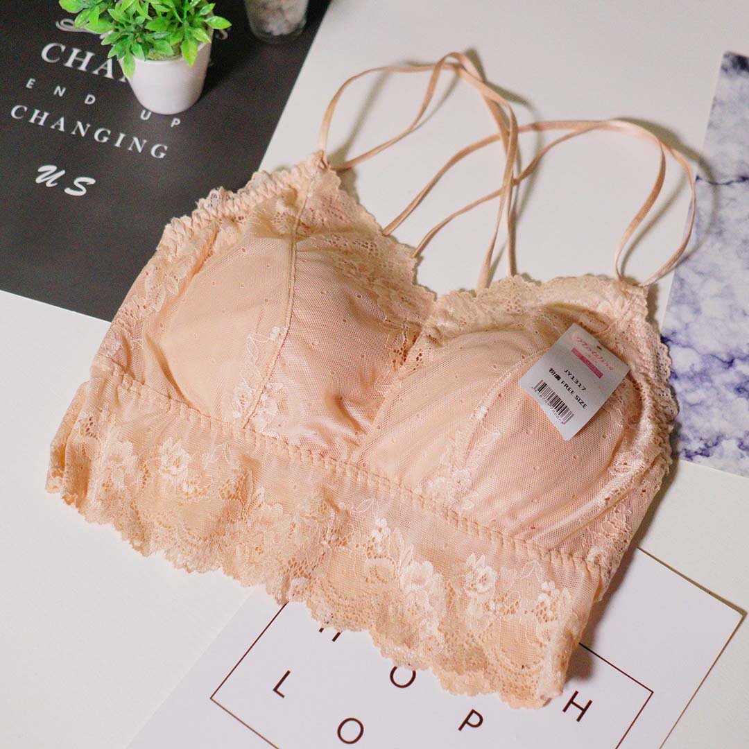 柔軟舒適性感蕾絲交叉美背吊帶裹胸背心內衣