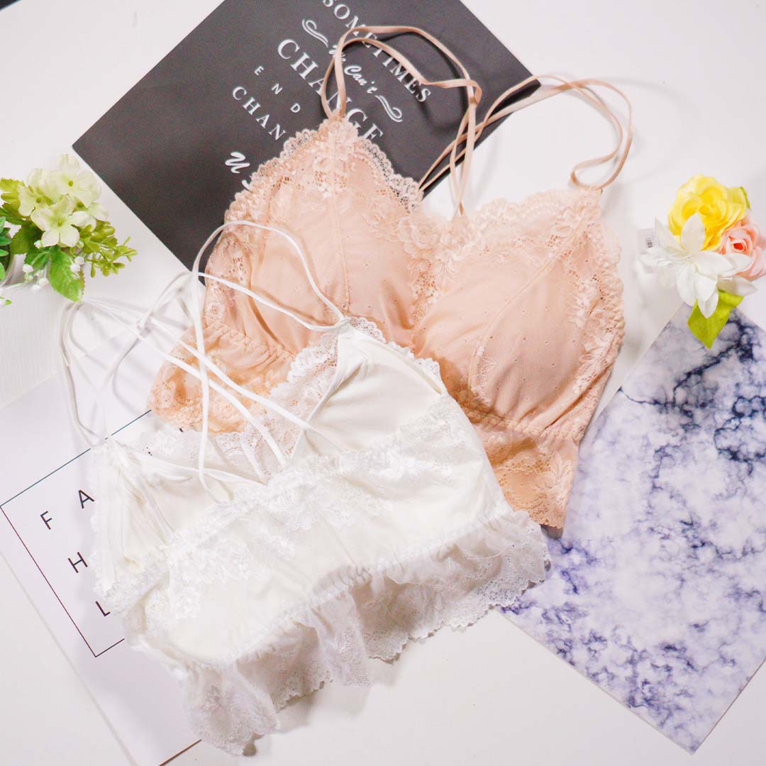 柔軟舒適性感蕾絲交叉美背吊帶裹胸背心內衣