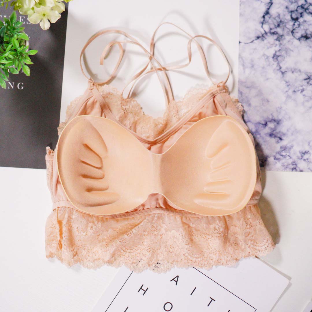 柔軟舒適性感蕾絲交叉美背吊帶裹胸背心內衣