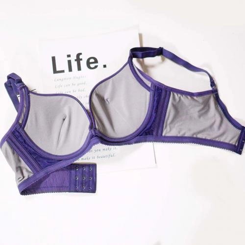 素面咖啡紗超包超舒適零雞心深V內衣 - 鋼圈