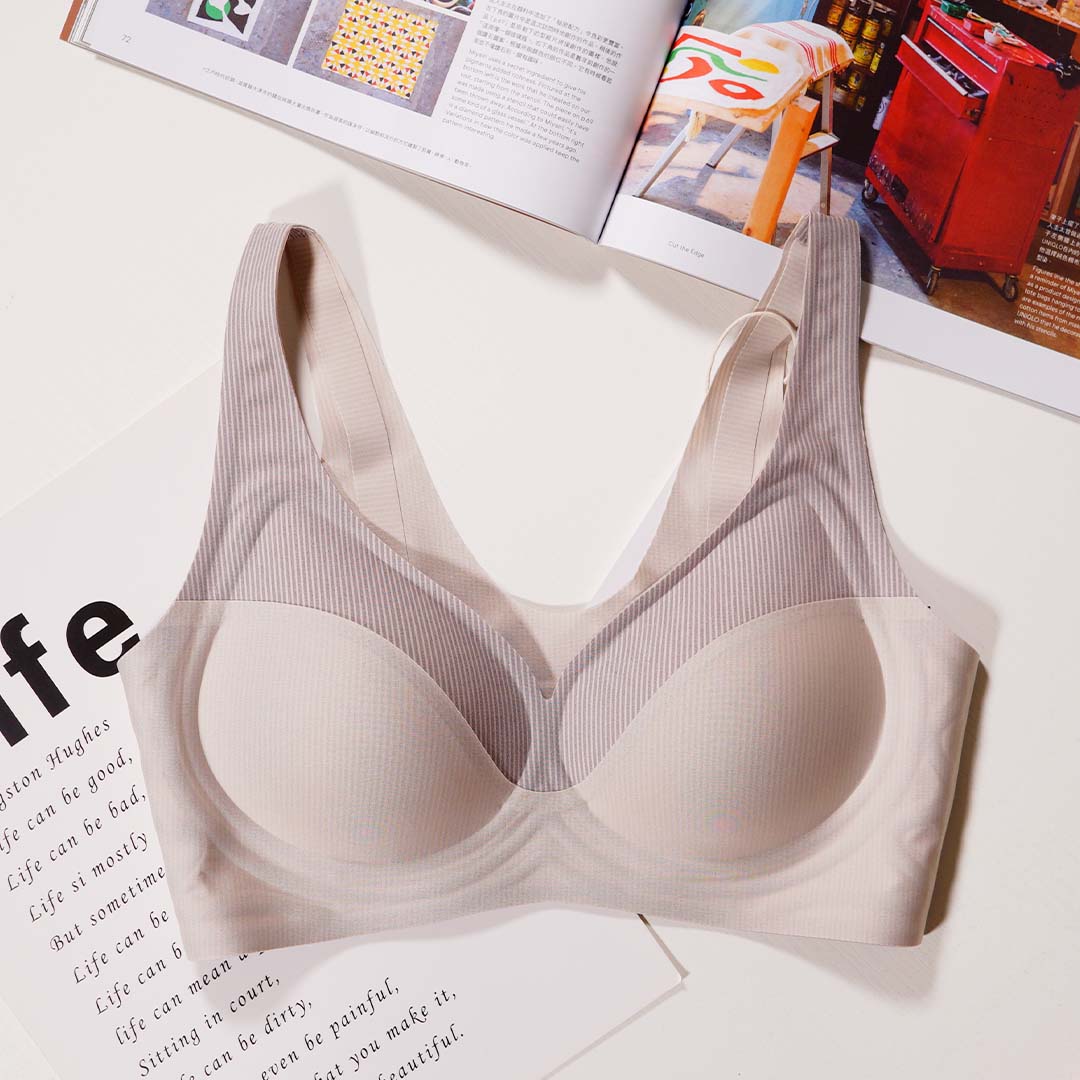 條紋撞色無痕無鋼圈果凍軟支撐Air空氣內衣
