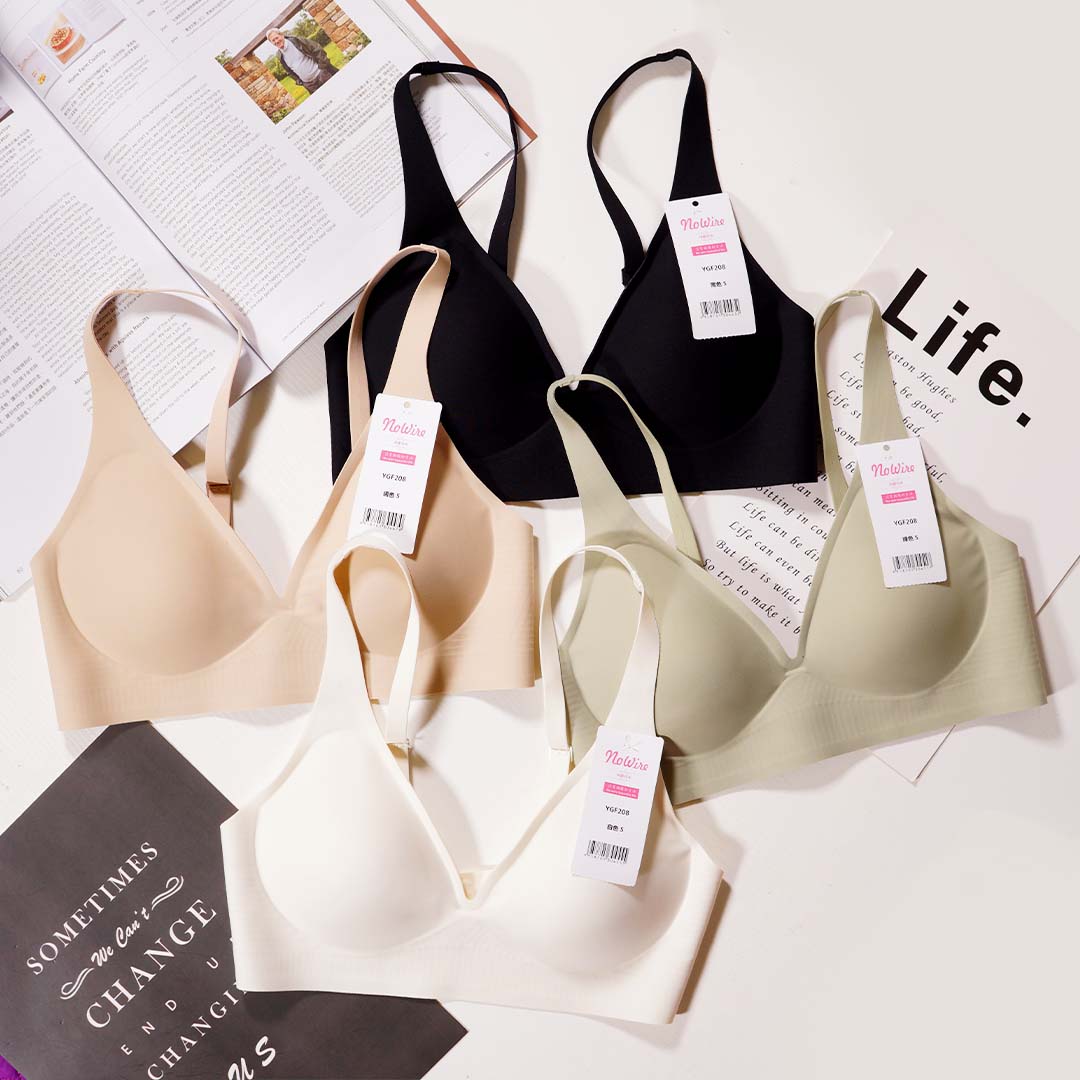 法式深V祼感無痕果凍軟支撐條無鋼圈內衣