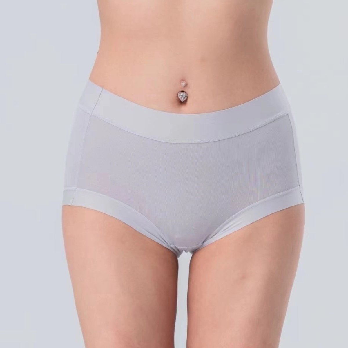 箔金蠶絲高腰立體吸濕排汗5A抗菌內褲 - 平腳
