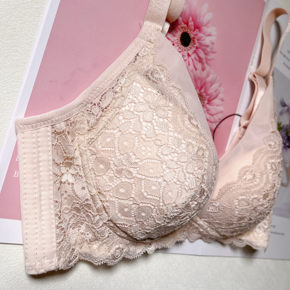 純色蕾絲優雅無鋼圈內衣-涼感除臭 - 無鋼圈