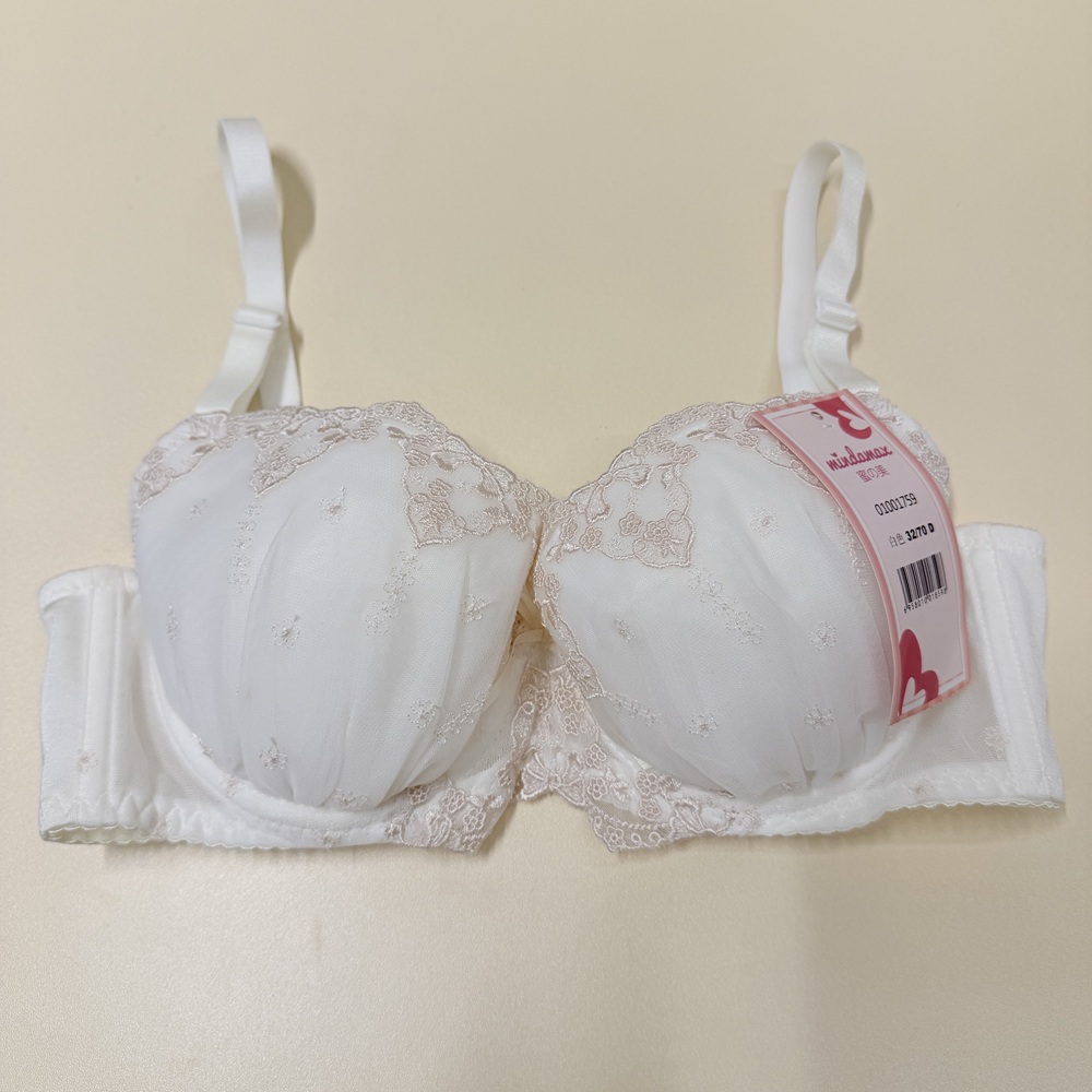 日本少女心甜美刺繡雪紡大罩內衣