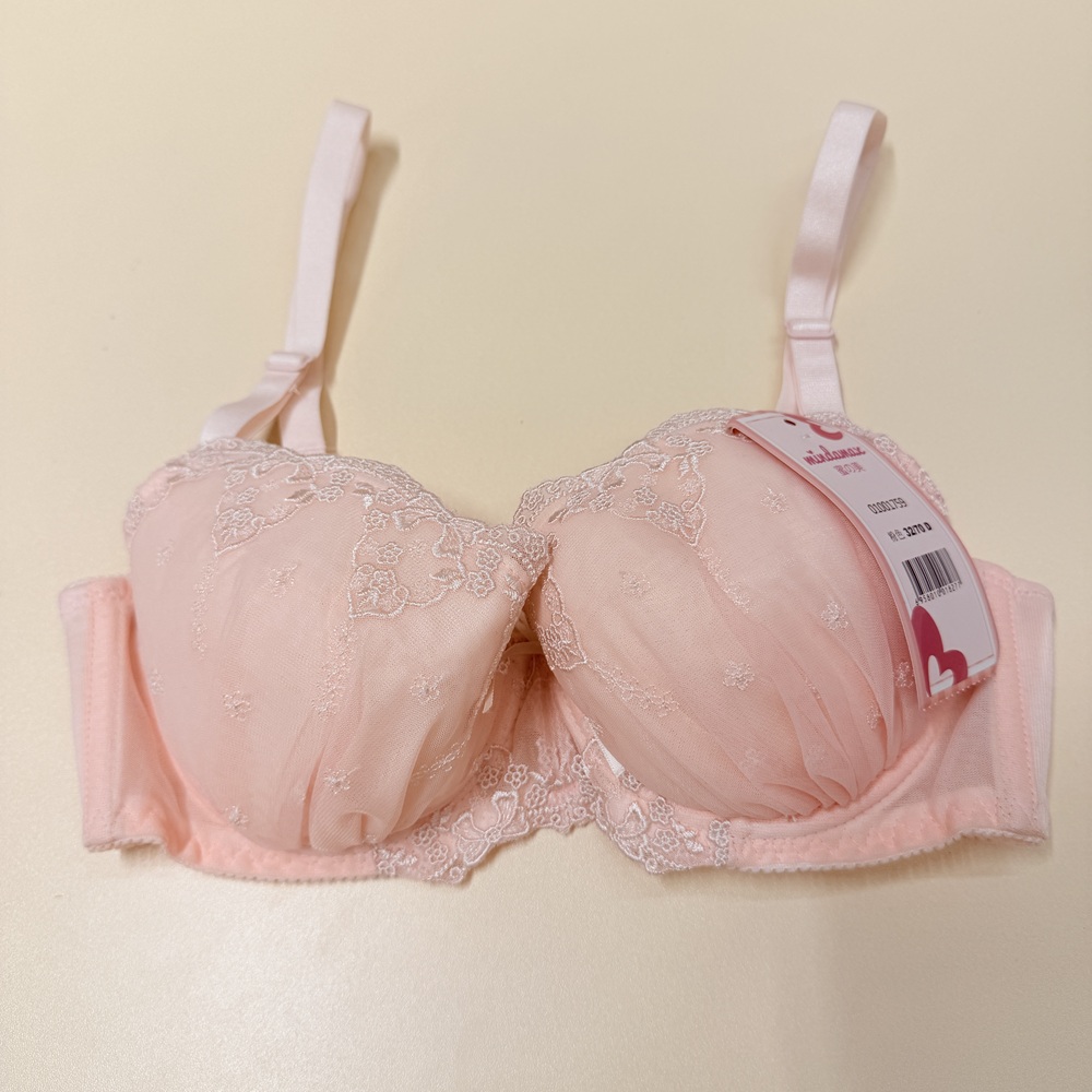 日本少女心甜美刺繡雪紡大罩內衣